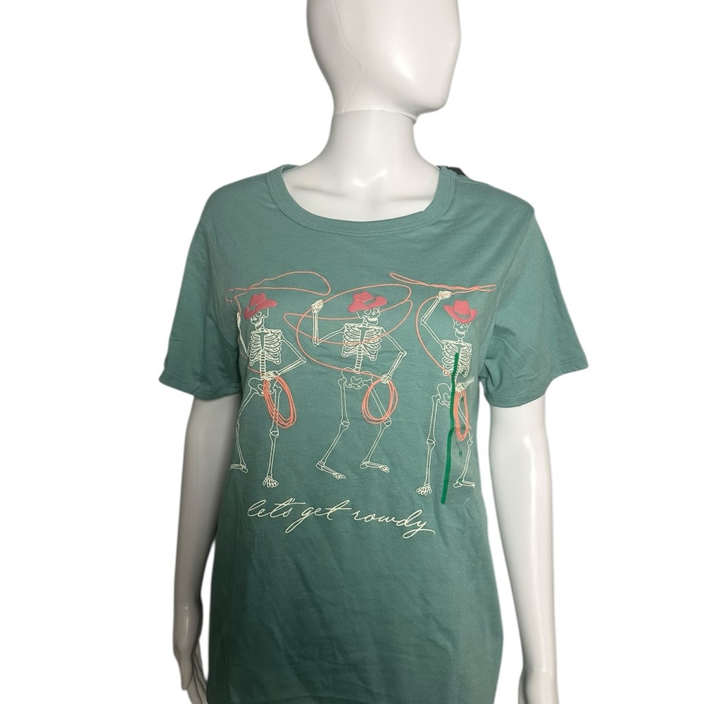 Zoe + Liv Mint Green Tee “Let’s Get Rowdy” NEW M - Picture 2 of 7
